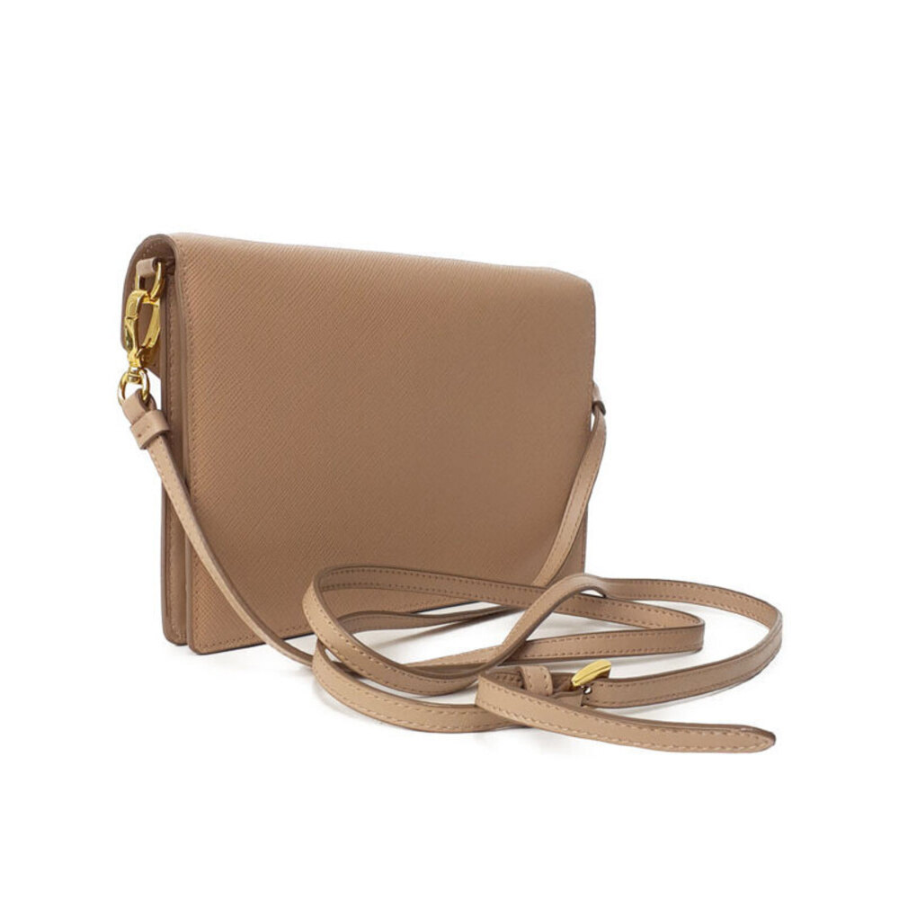 Prada Monochrome Leather Crossbody Bag envelope shoulder bag Saffiano Tan - Picture 2 of 9